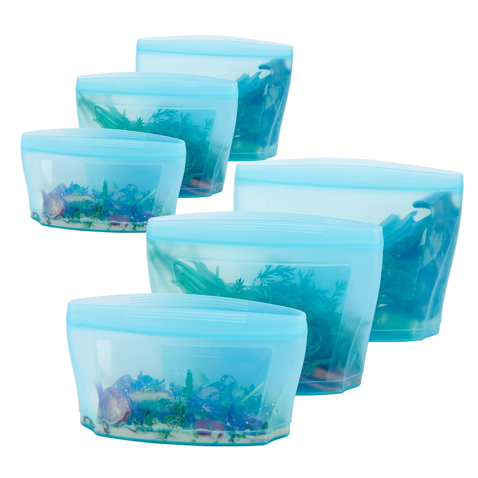 Zip Standing Reusable Silicone Food Storage Bag, Stand Up Food Storage Container, Reusable Zipper seal bag, no lid required, for