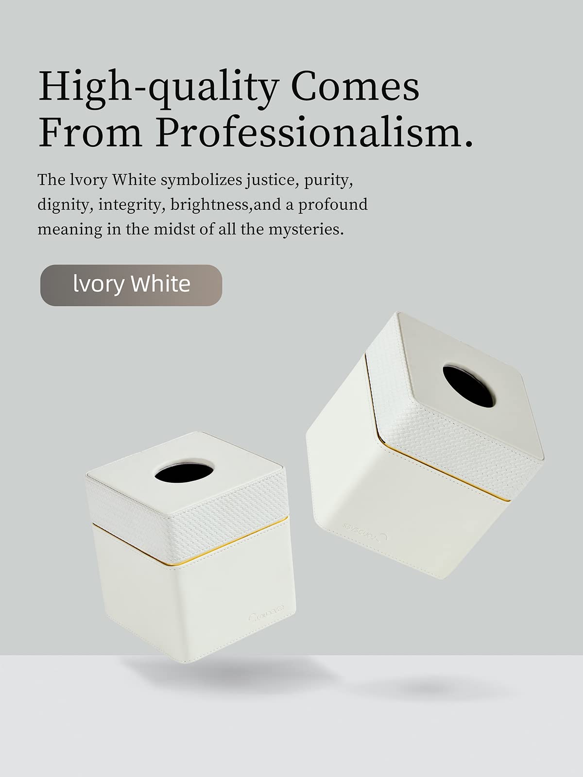 Cloudever Tissue Box Holder Cover Square, Modern Pu Leather Decorative Tissue Cube Holder Organizer-Woven White