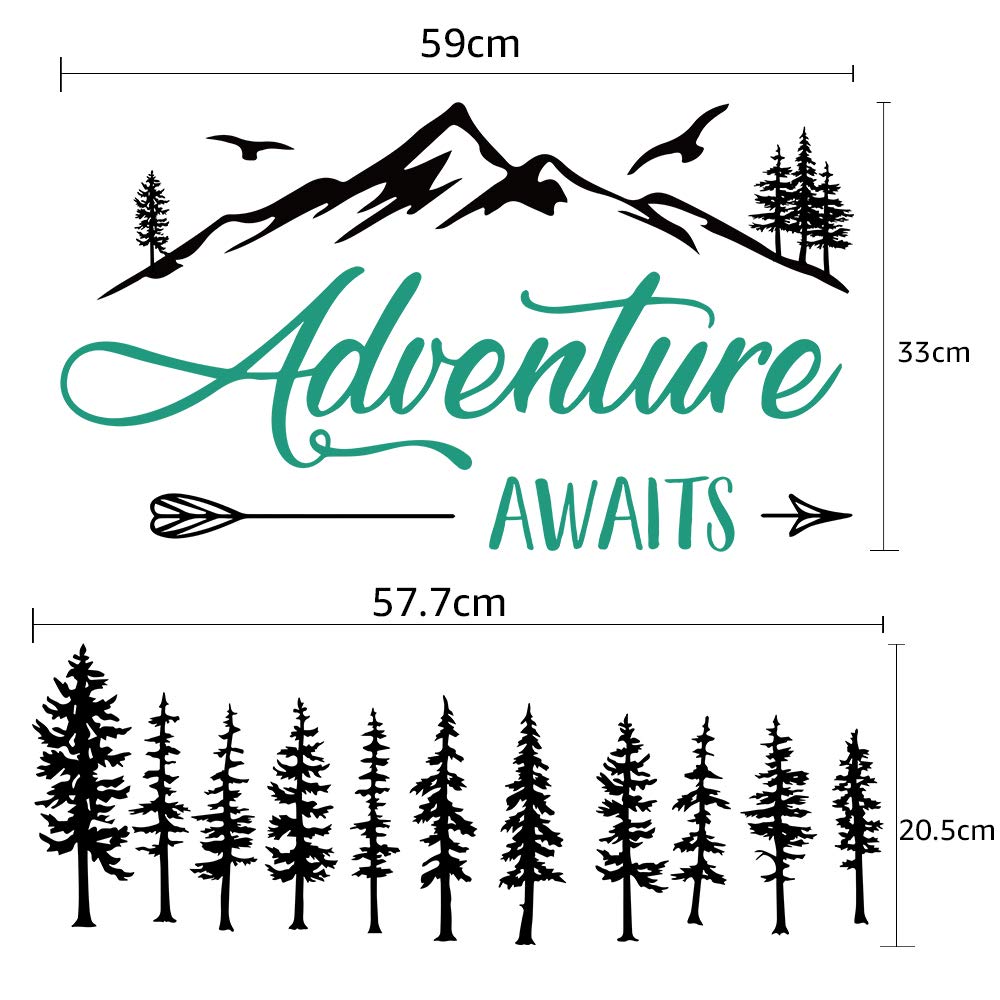 Funny Adventure Awaits Outdoors Hiking Camping Mountains Travel Vinyl Wall Art Decal Sticker, Family Home Decor Removable Vinyl,