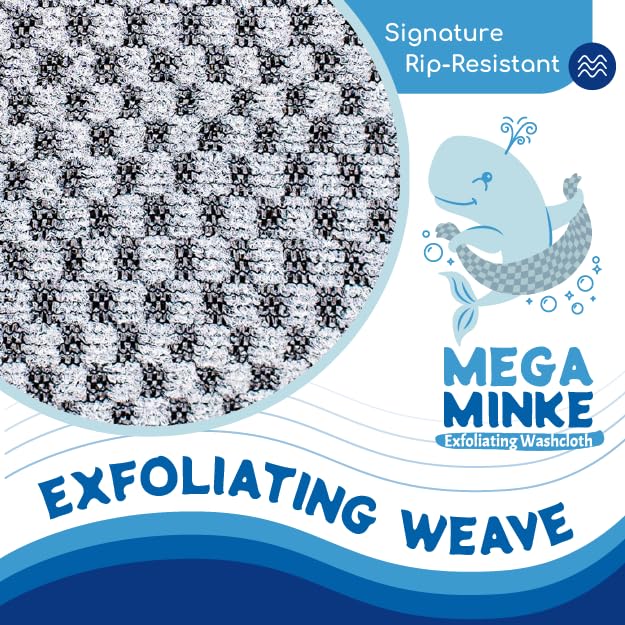 Jj Kent Mega Minke Exfoliating Washcloth - Reusable Exfoliating Body Scrubber And Dead Skin Remover For Super Soft Skin - Rip-Re