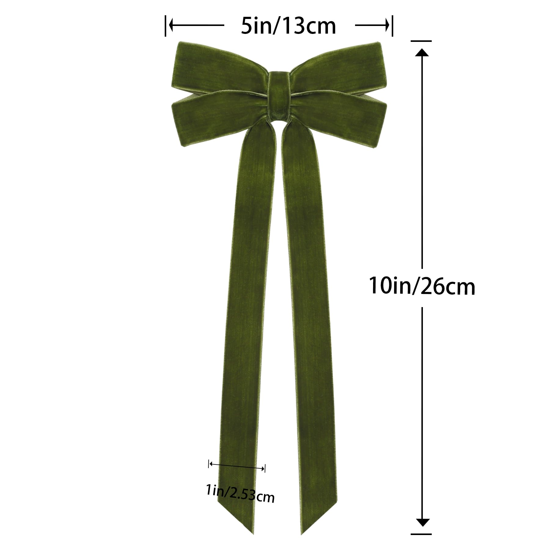 12Pcs Green Velvet Ribbon Bows Christmas Tree Decorations,5in x 10in Xmas Ornaments for Tree Home Party Front Door Wreath Garlan