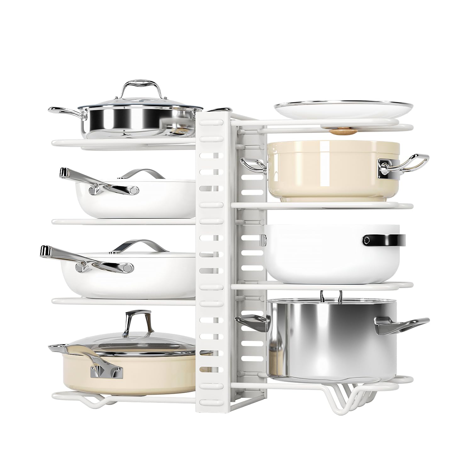 LUCKYSHIN Pot Storage Rack, Pan Storage, 8 Tiers, Frying Pan Rack, Multi-functional Storage, Under Sink, Vertical, Horizontal, K