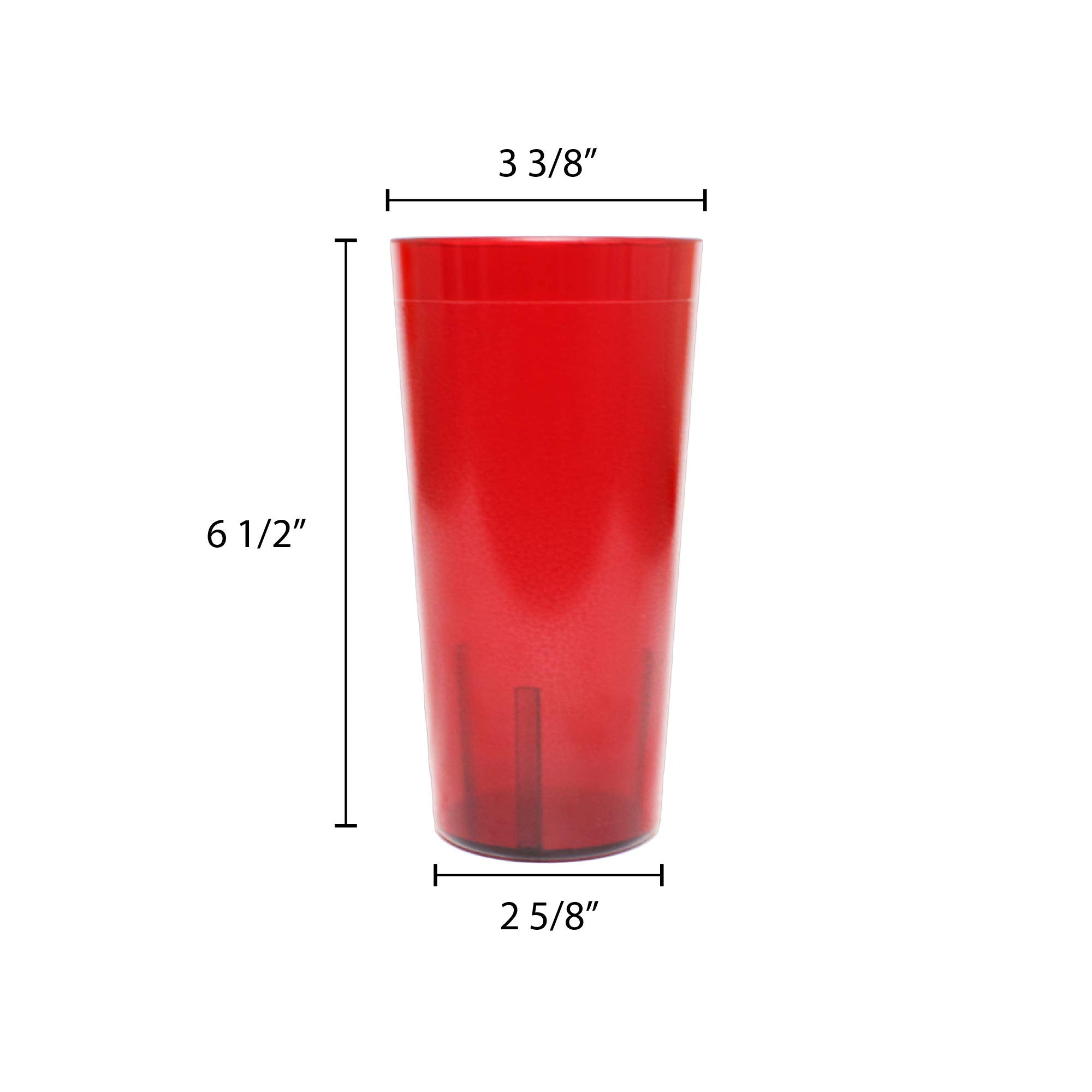New, 20 Oz. Restaurant Tumbler Beverage Cup, Stackable Cups, Break-Resistant Commmerical Plastic, Set Of 6 - Ruby Red