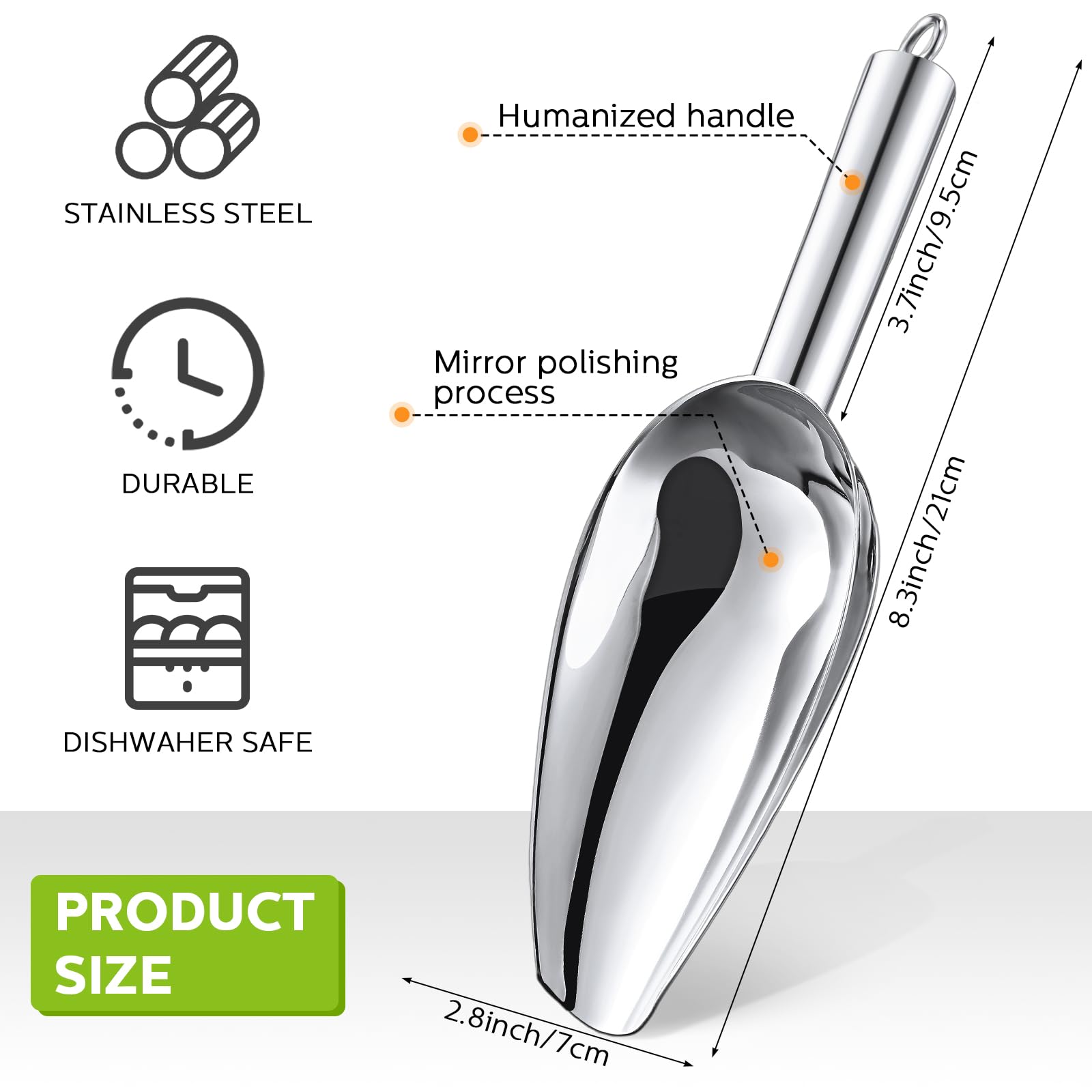 8 Pcs Metal Ice Scoop 6 Oz Stainless Steel Ice Scooper For Ice Maker Kitchen Freezer Bar Wedding Party Small Scoops For Pet Anim