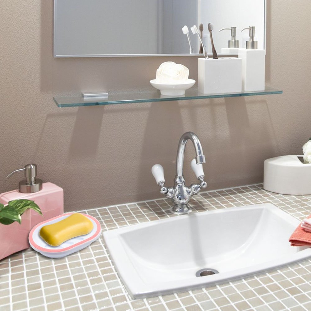 TOPSKY 2-Pack Soap Dish with Drain  Soap Holder  Soap Saver  Easy Cleaning  Dry  Stop Mushy Soap (White)