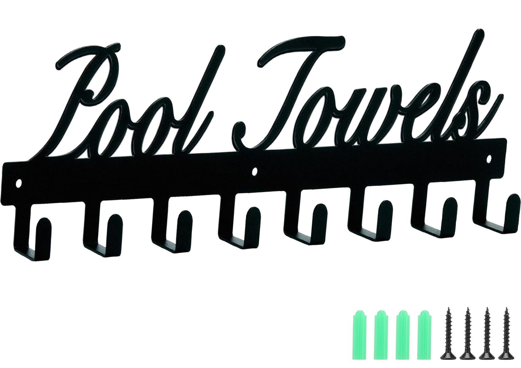 Azmoncy Pool Towel Rack, Wall Mount Pool Towel Holder Towel Hanger Towel Hooks With 8 Hooks For Hanging Heavy Duty, Pool Accesso