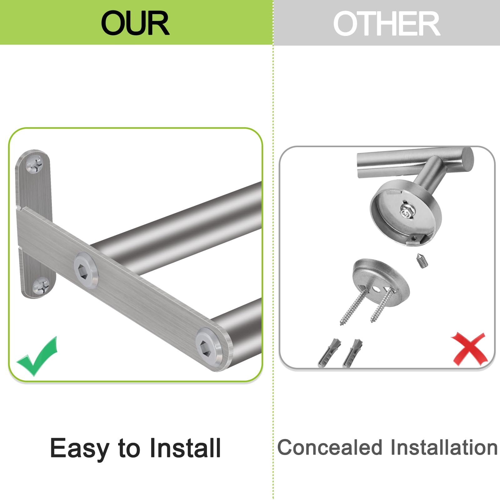 Xeenew Towel Racks For Bathroom, 24 Inch Double Towel Bar, Stainless Steel Towel Holder For Bathroom Wall Mounted Towel Rod Towe