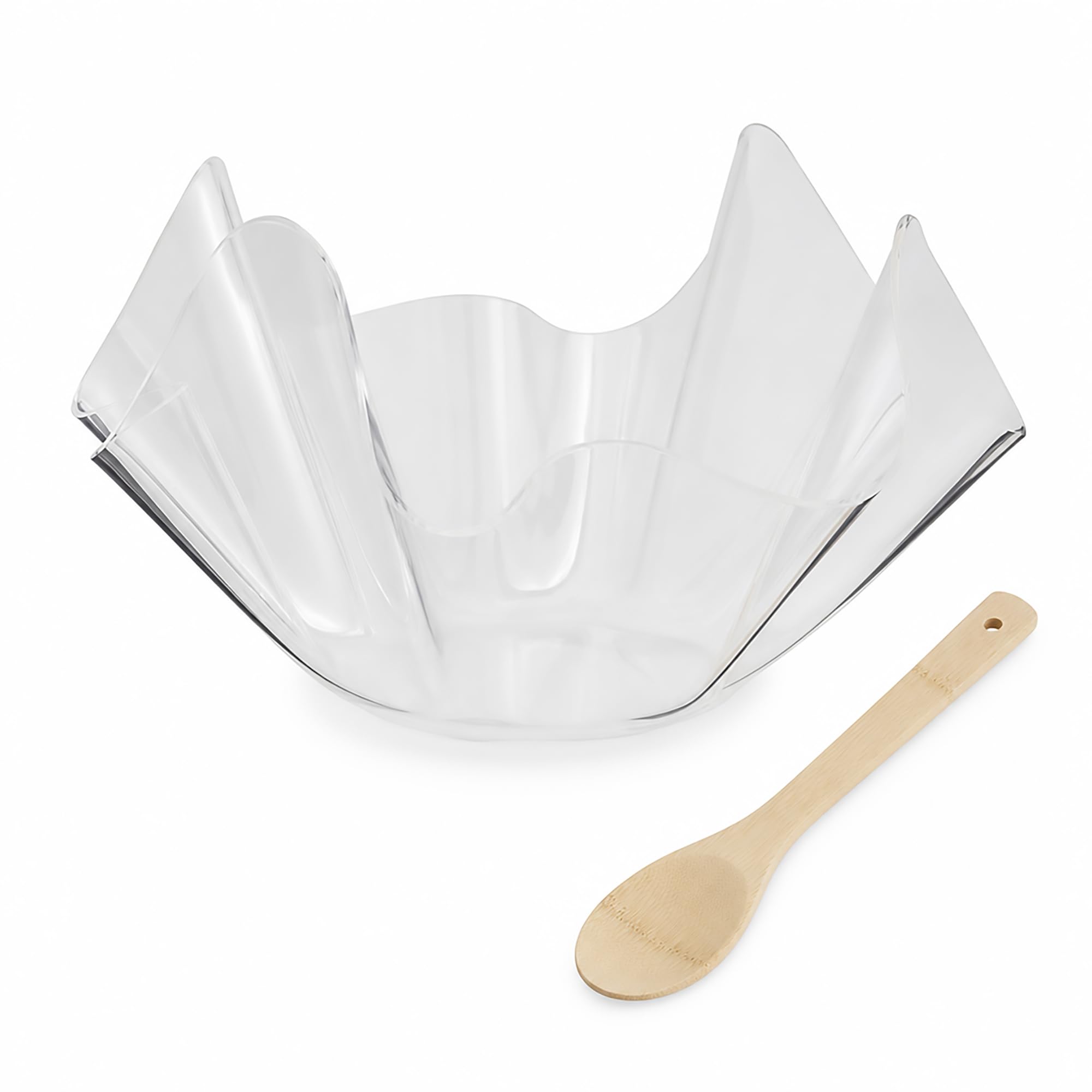 Mud Pie Acrylic Ruffle Bowl Set; bowl 9 x 16 dia | spoon 11