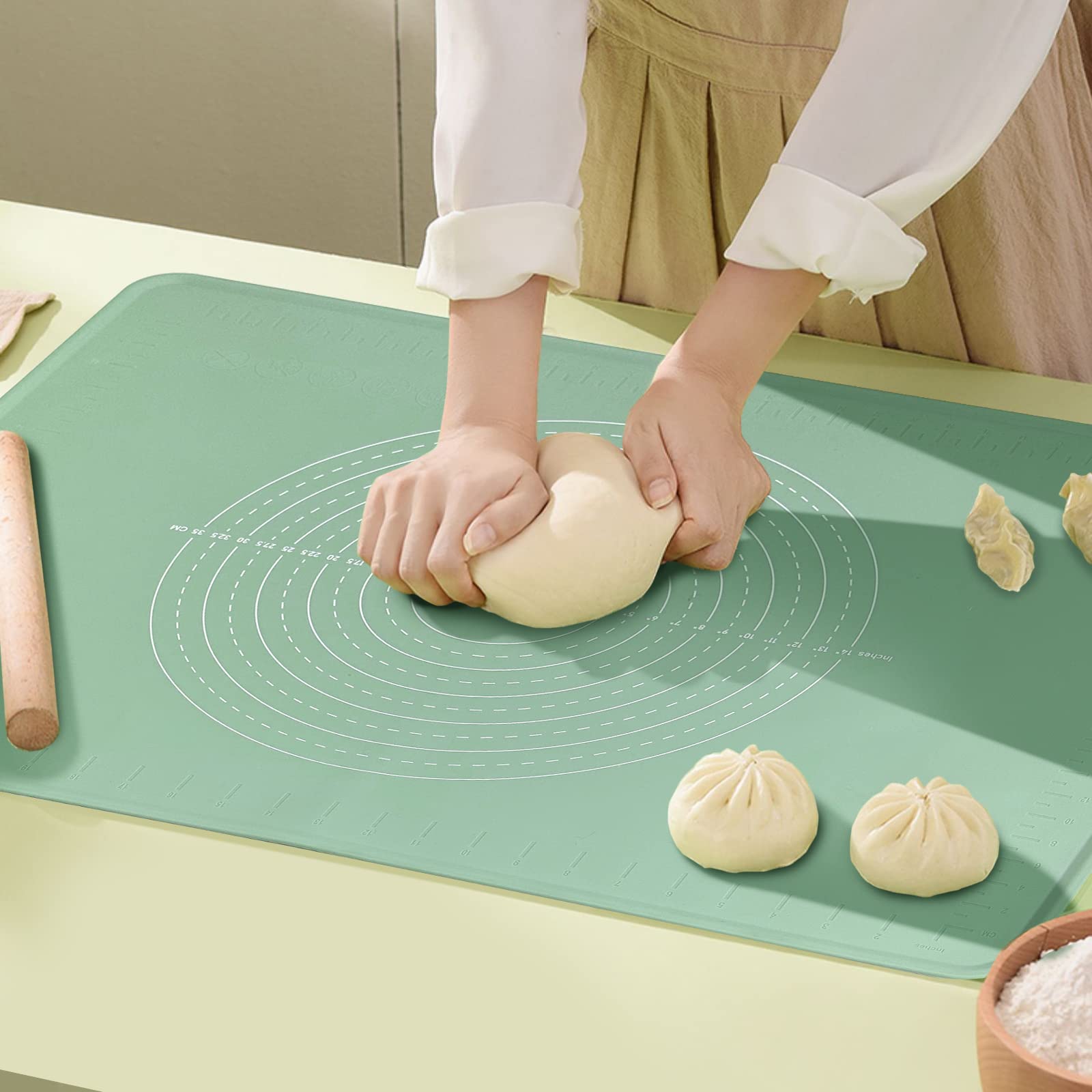 Silicone Baking Mat Extra Large Non-Stick Baking Mat With High Edge, Food Grade Silicone Dough Rolling Mat For Making Cookies, M