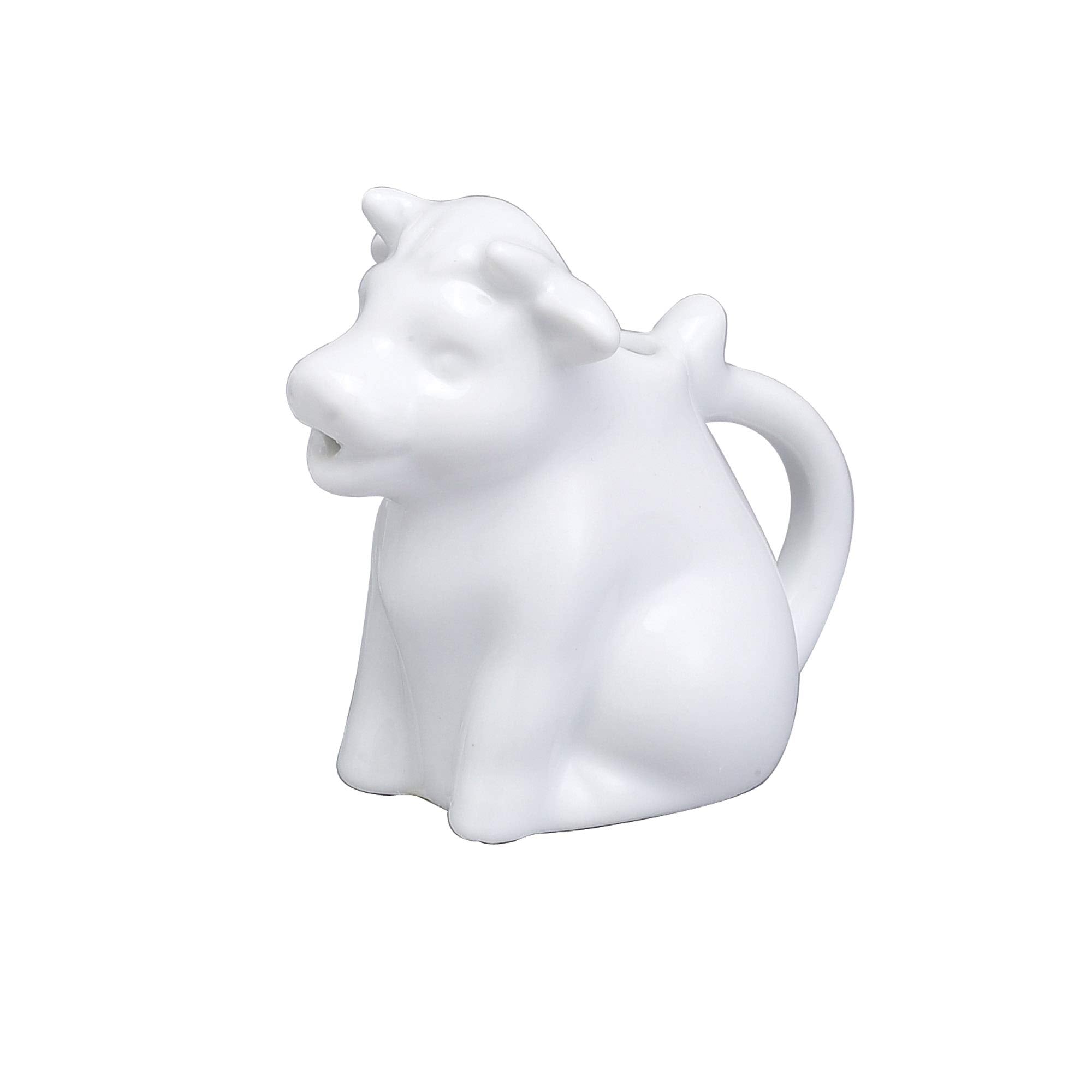 HIC Kitchen Mini Cow Creamer With Handle, Fine Porcelain, 2-Ounce, For Serving Milk, Cream, Syrup, Dressings, And Sauces