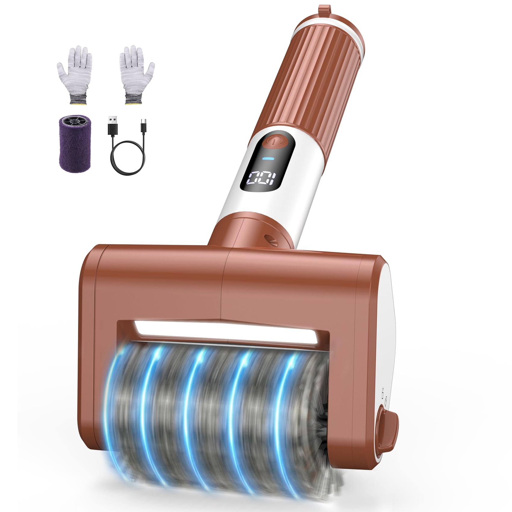 Cordless Electric Grill Brush, DualSpeed Rechargeable Cleaner with LED Light & Replaceable Heads, Waterproof BBQ Scrubber for O