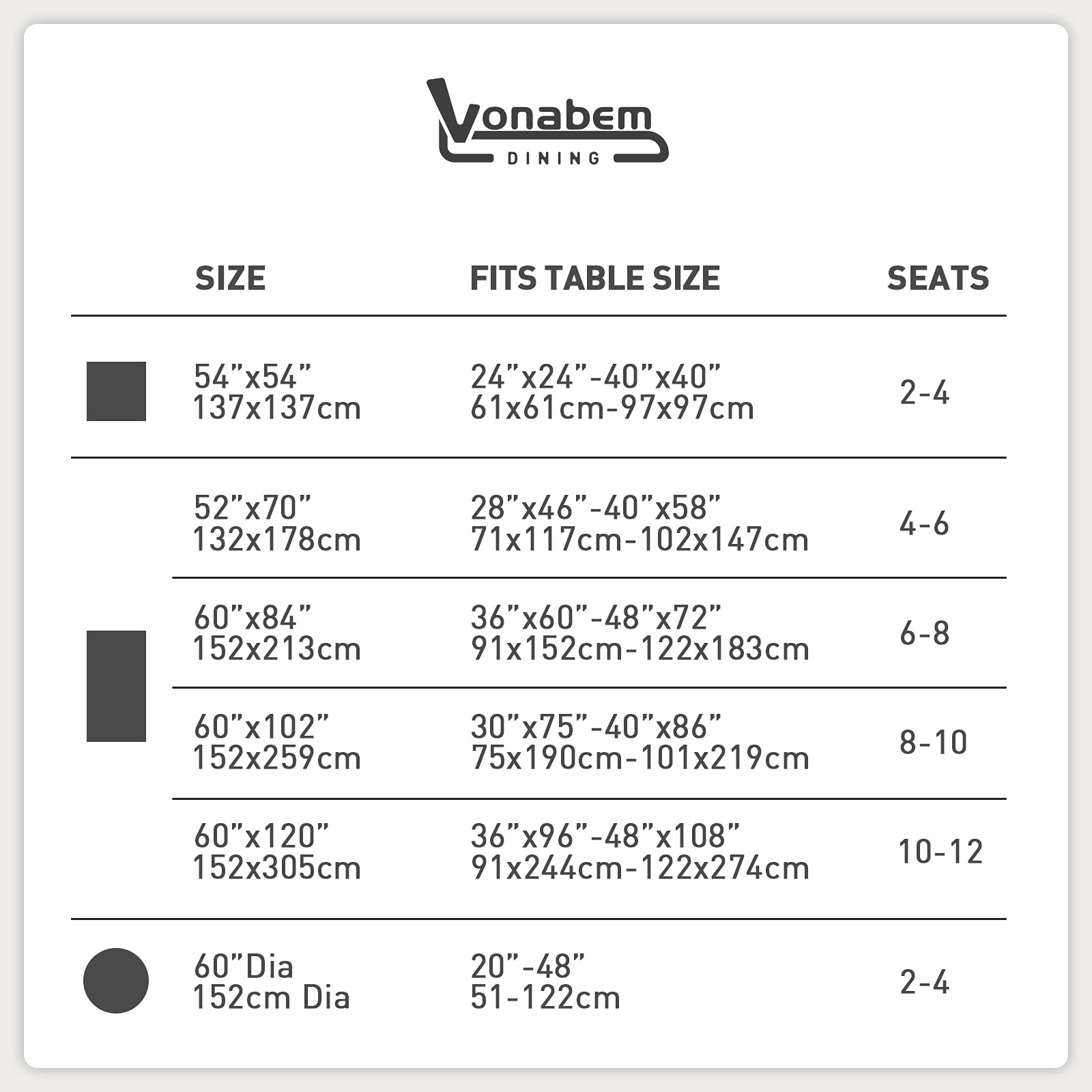 Vonabem 100% Waterproof Square Pvc Tablecloth, Vinyl Table Cloth Cover With Flannel Backing Oil Spill Proof Wipeable Table Cloth