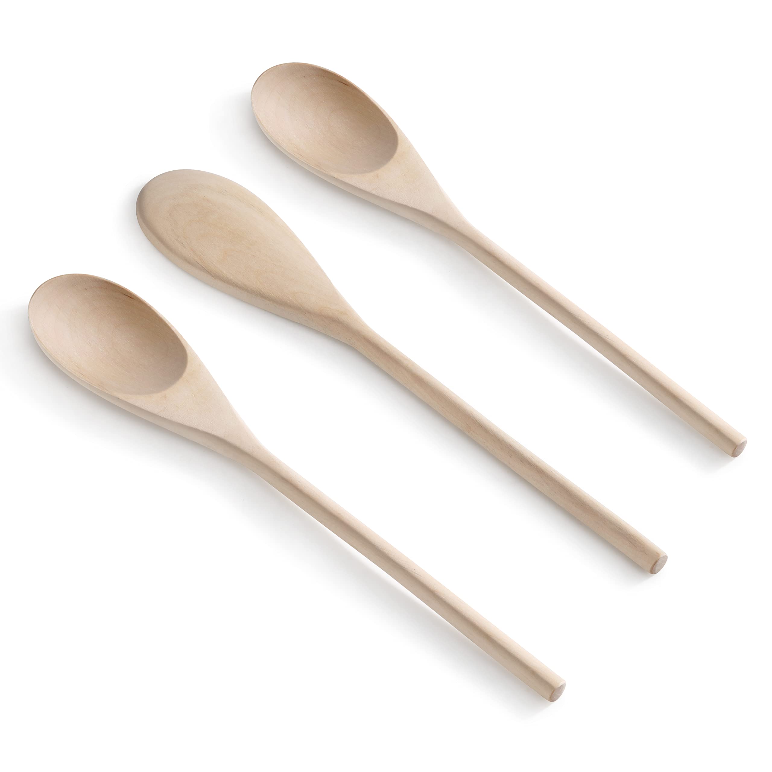 New Star Foodservice 42603 Classic Wood Kitchen Spoons Mixing Spoons, Light Yellow, Set Of 3