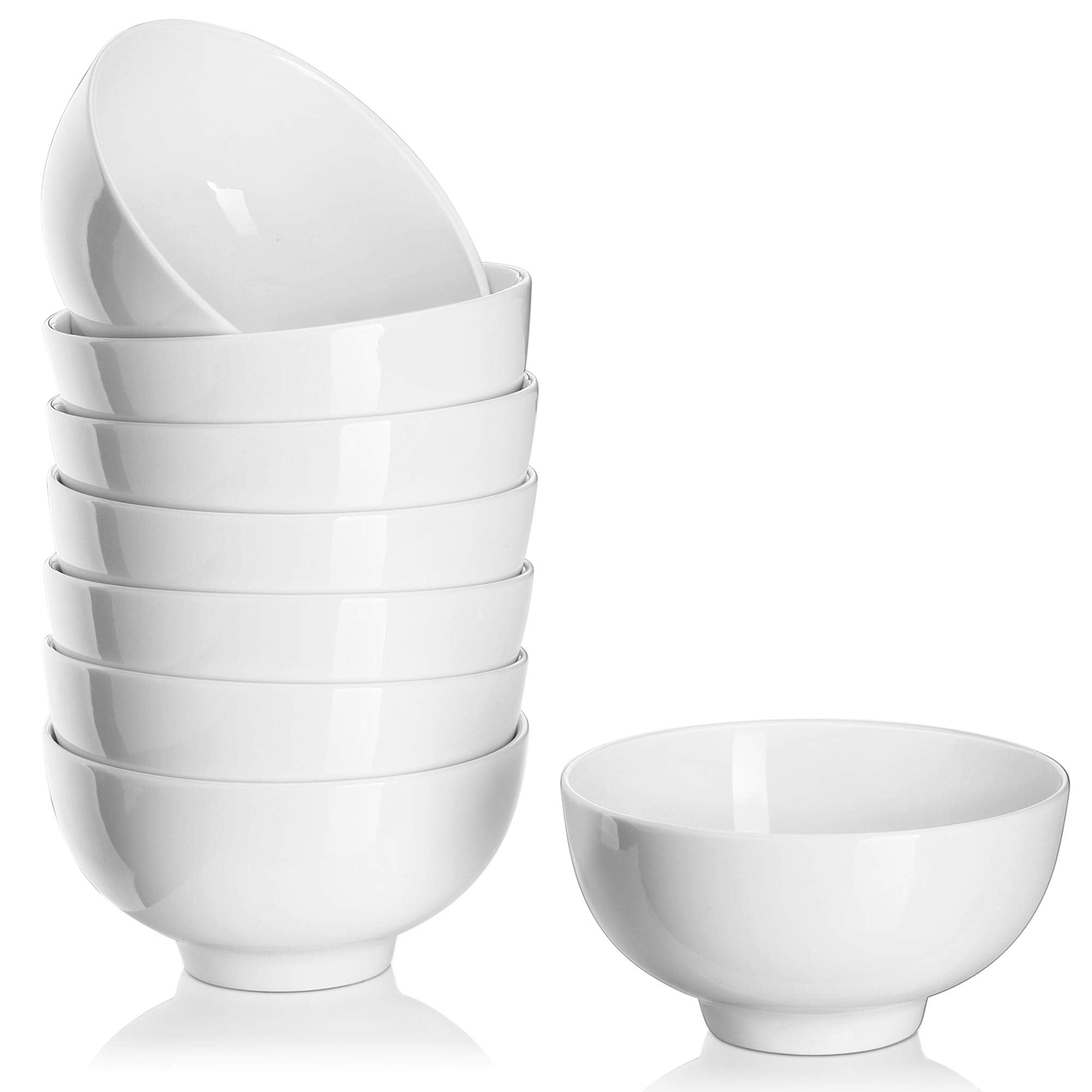 Dowan 10 Oz Small Dessert Bowls - 4.5'' Ceramic Cereal Bowls Set Of 8 - Porcelain White Bowls For Side Dishes, Rice, Ice Cream,