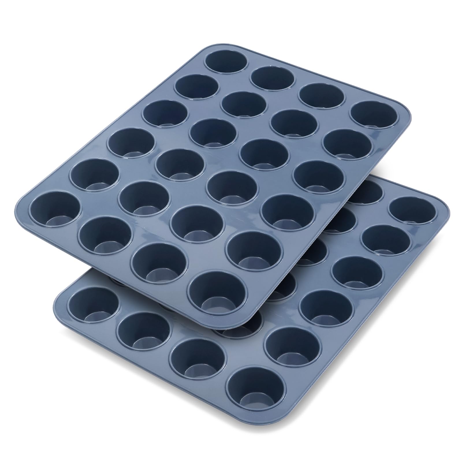 Vnray 2 Pack Mini Silicone Muffin Baking Pan & Cupcake Tray 24 Cups - Nonstick Cake Molds/Tin, Silicon Bakeware, Bpa Free, Dishw