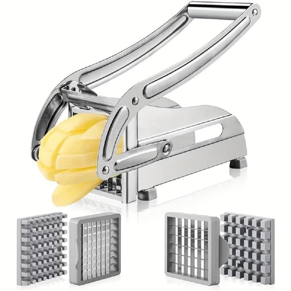 Sqansy Stainless Steel French Fries & Salad Slicer & Chopper For Fries, Vegetable Fingers & Snacks Chipser  Potato Cutter  1 P