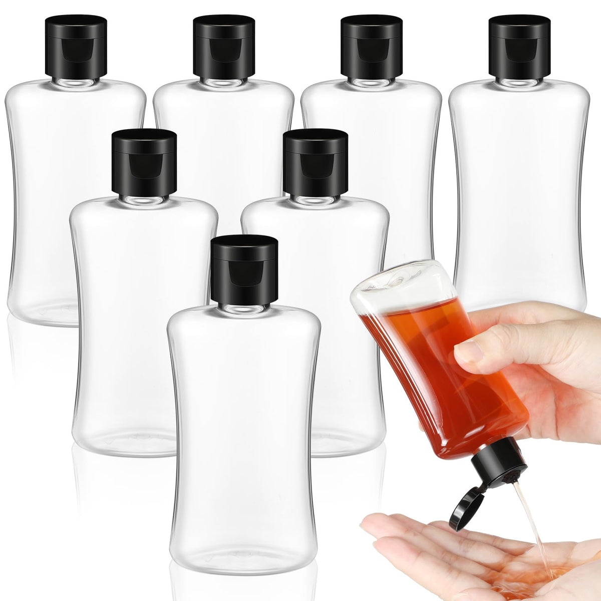 Domensi 8 Pcs 3.4 Oz Travel Bottles With Flip Cap Clear Plastic Travel Size Containers Portable Leak Proof Squeeze Bottle Refill