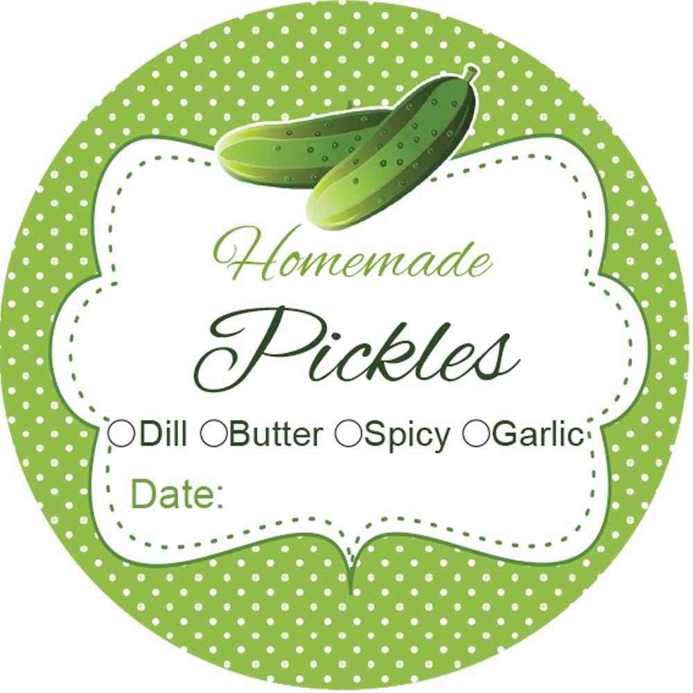 1.9 Inch Round Canning Jar Labels Set Of 60 Labels (Pickles)
