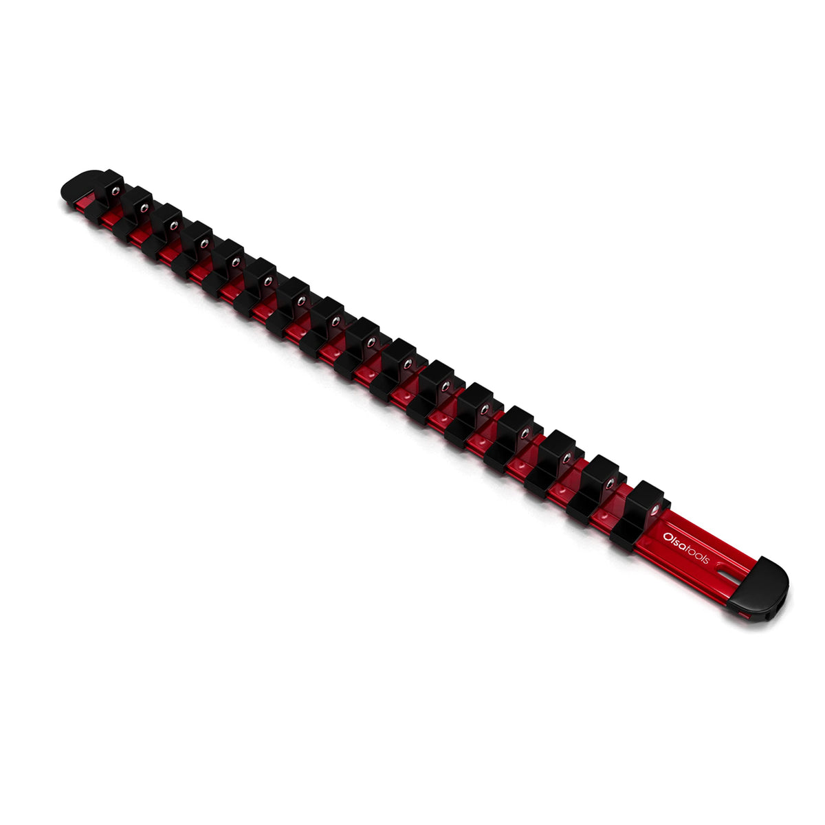 Olsa Tools 12-Inch Drive Aluminum Socket Organizer With Locking End Caps  Professional Quality Socket Holder (Red)