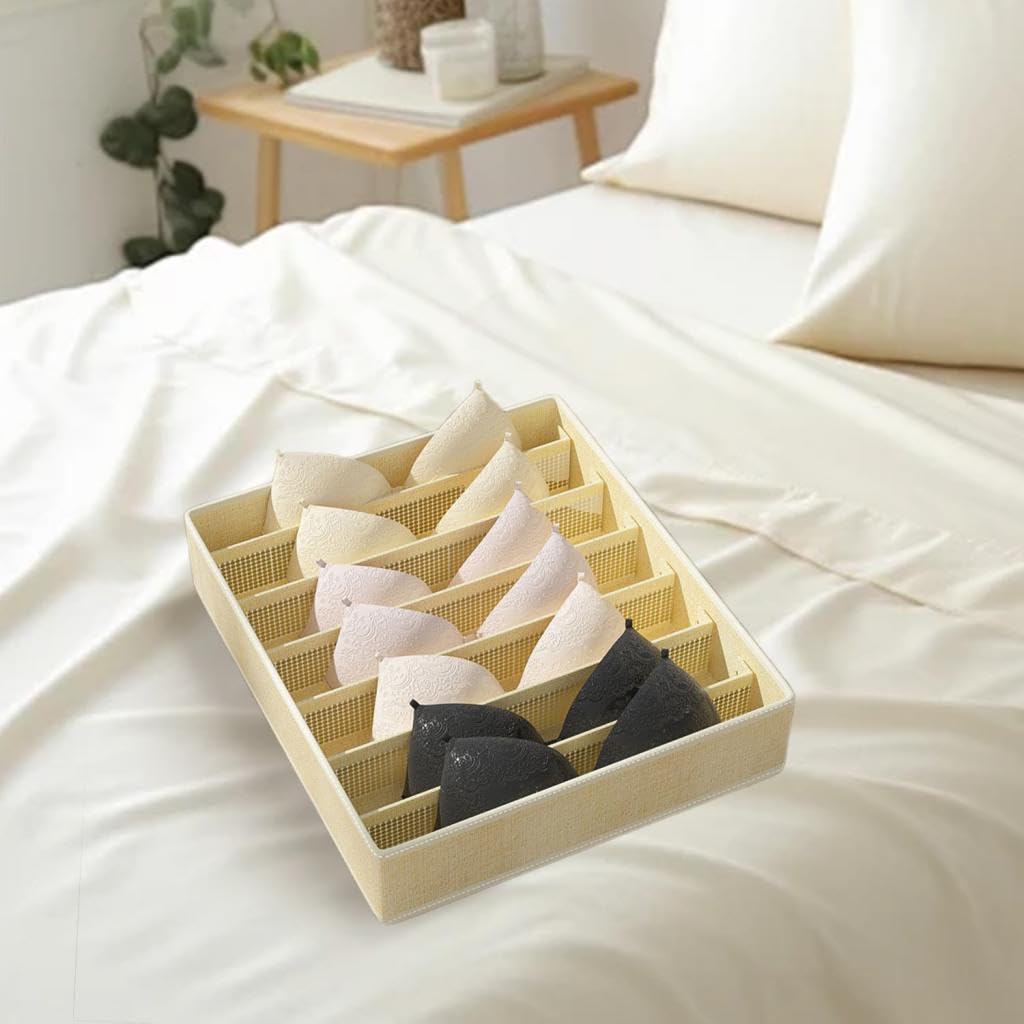 Heavenglow Underwear Socks Storage Box Cabinet Closet Organizer For Panties Belts Socks Beige 7 Grid