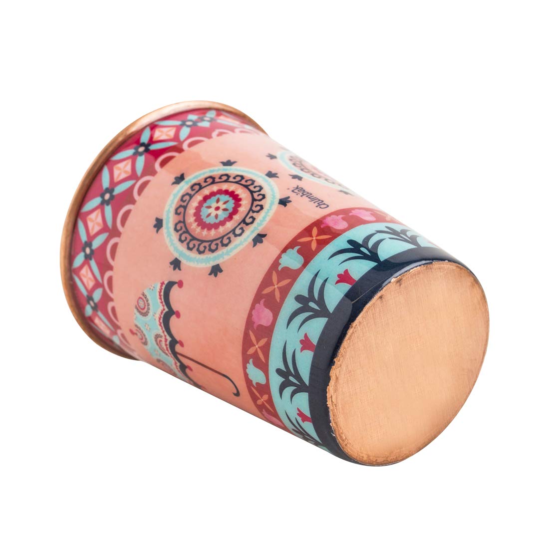 Chumbak Boho Cycle Copper Tumbler - Large, Dining Essential, Tableware, Modern And Trendy, Copper Health Benefits, Natural, Reus