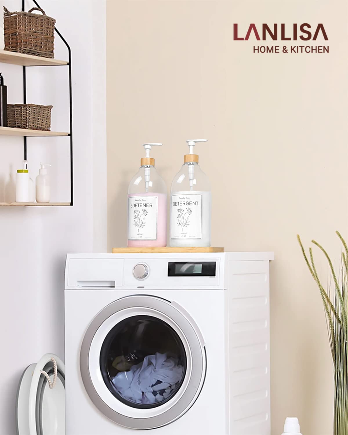 Lanlisa Liquid Laundry Detergent Dispenser, Laundry Detergent Container For Laundry Room, 67Oz Storage Container For Farmhouse D