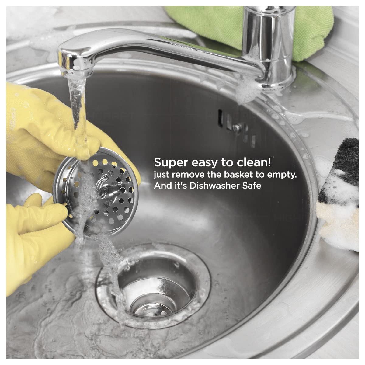 Highcraft Kitchen Sink Drain Assembly - 3.5" Stainless Steel with Strainer Basket & Threaded Stopper, Model 9763