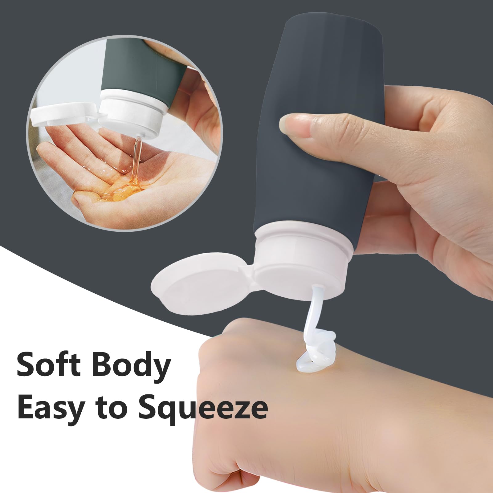 Yolaist Travel Bottles For Toiletries, 4 Pack Tsa Approved Travel Size Bottles Leakproof Silicone Portable Refillable Travel Con