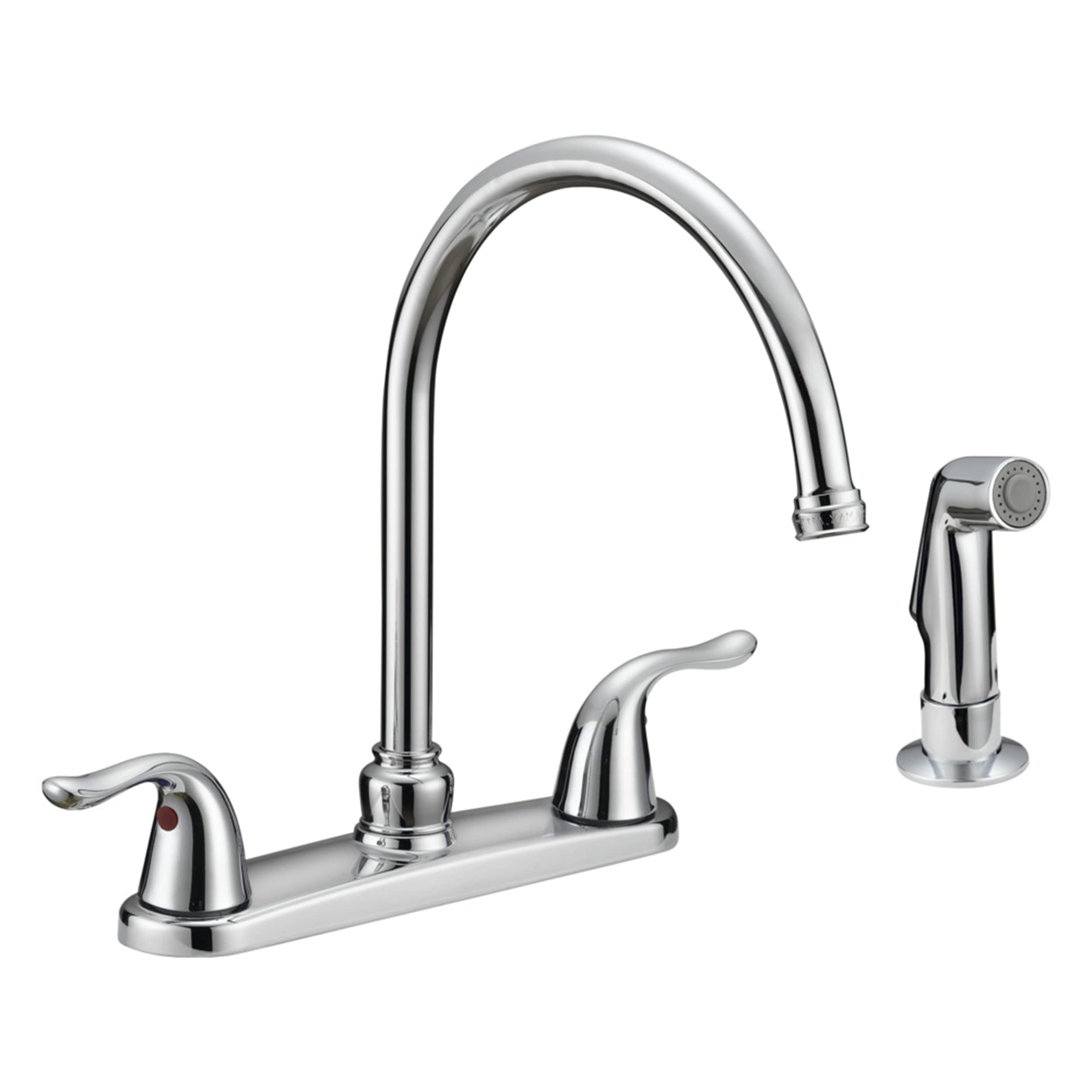 Ez-Flo Kitchen Faucet, Kitchen Sink Faucet With 2 Handles And Pull-Out Side Sprayer, 4-Hole Installation, Chrome, 10201