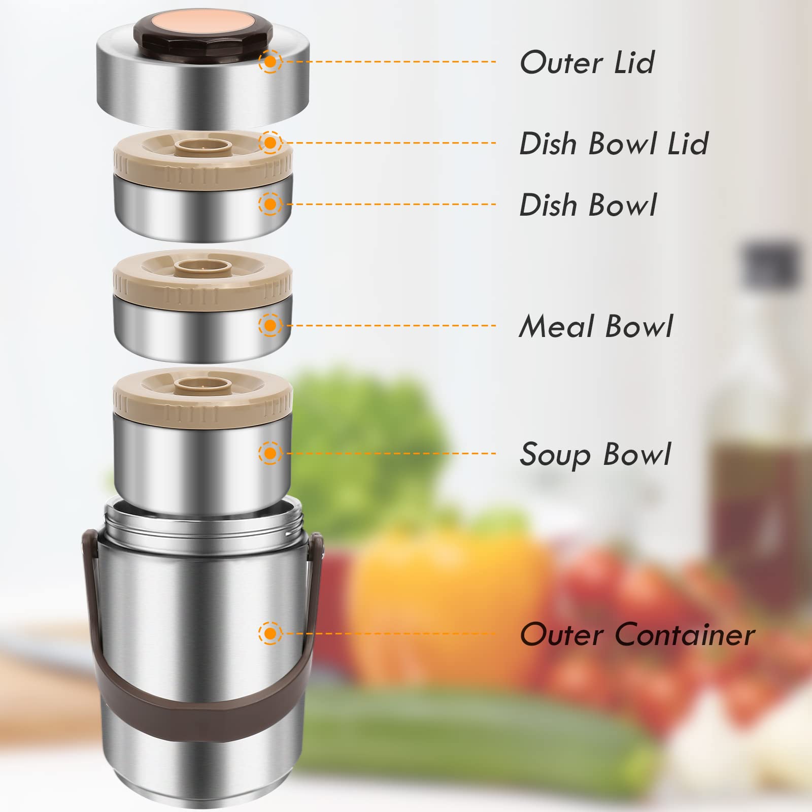 Ssawcasa Thermos For Hot Food, 3 Layered Stackable 67Oz Insulated Lunch Box, Large Soup Thermos Jar With Lunch Bag Spoon Fork, S