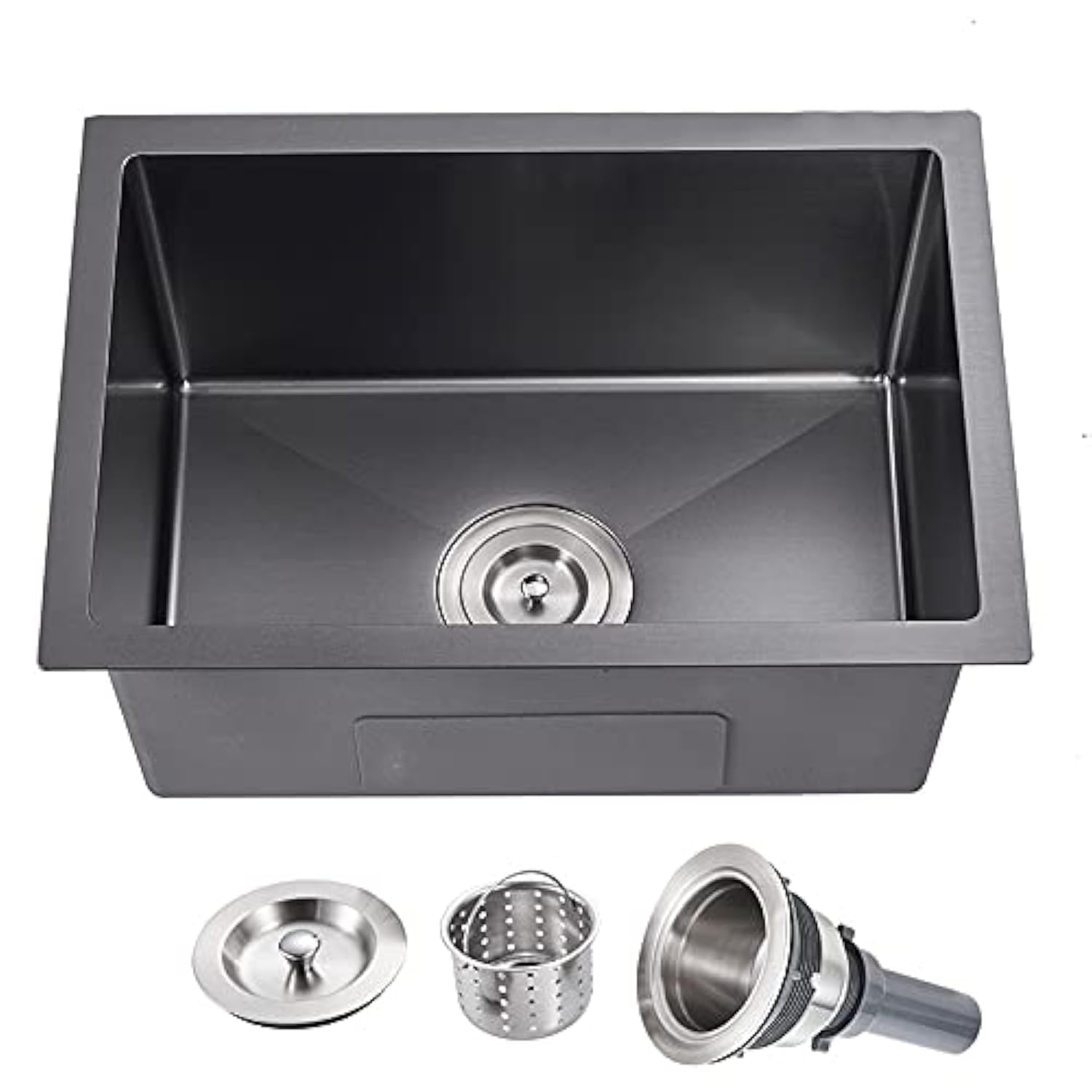 MENATT 24 Inch Undermount Single Bowl Kitchen Sink  SUS304 Stainless Steel Handmade Kitchen Sink Undermount Black  24''x18''x9''