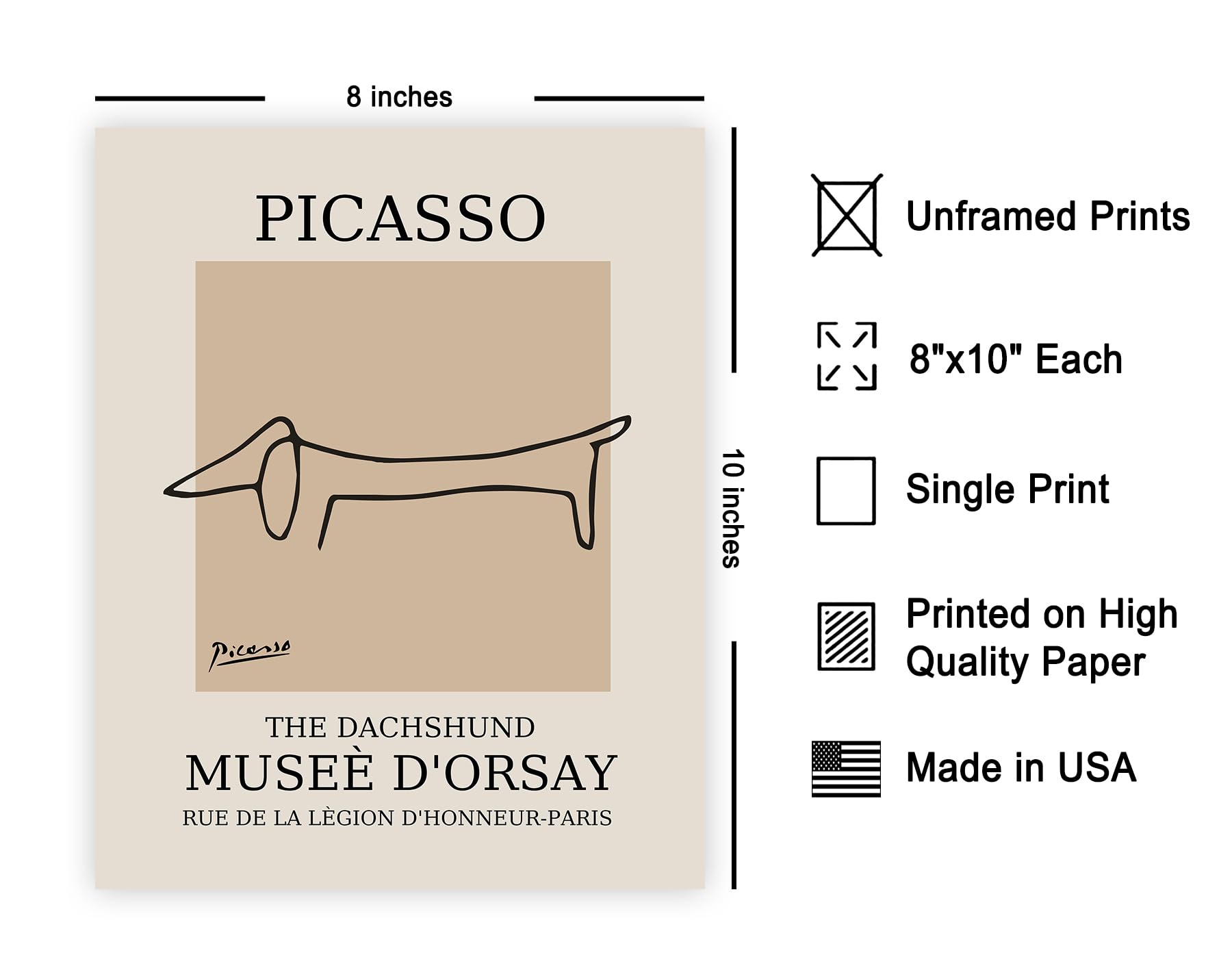 Poster Master Vintage Picasso Poster - Retro Dachshund Print - Dog Art - Line Drawing Art - Sketch Art - Gift For Boys, Girls &