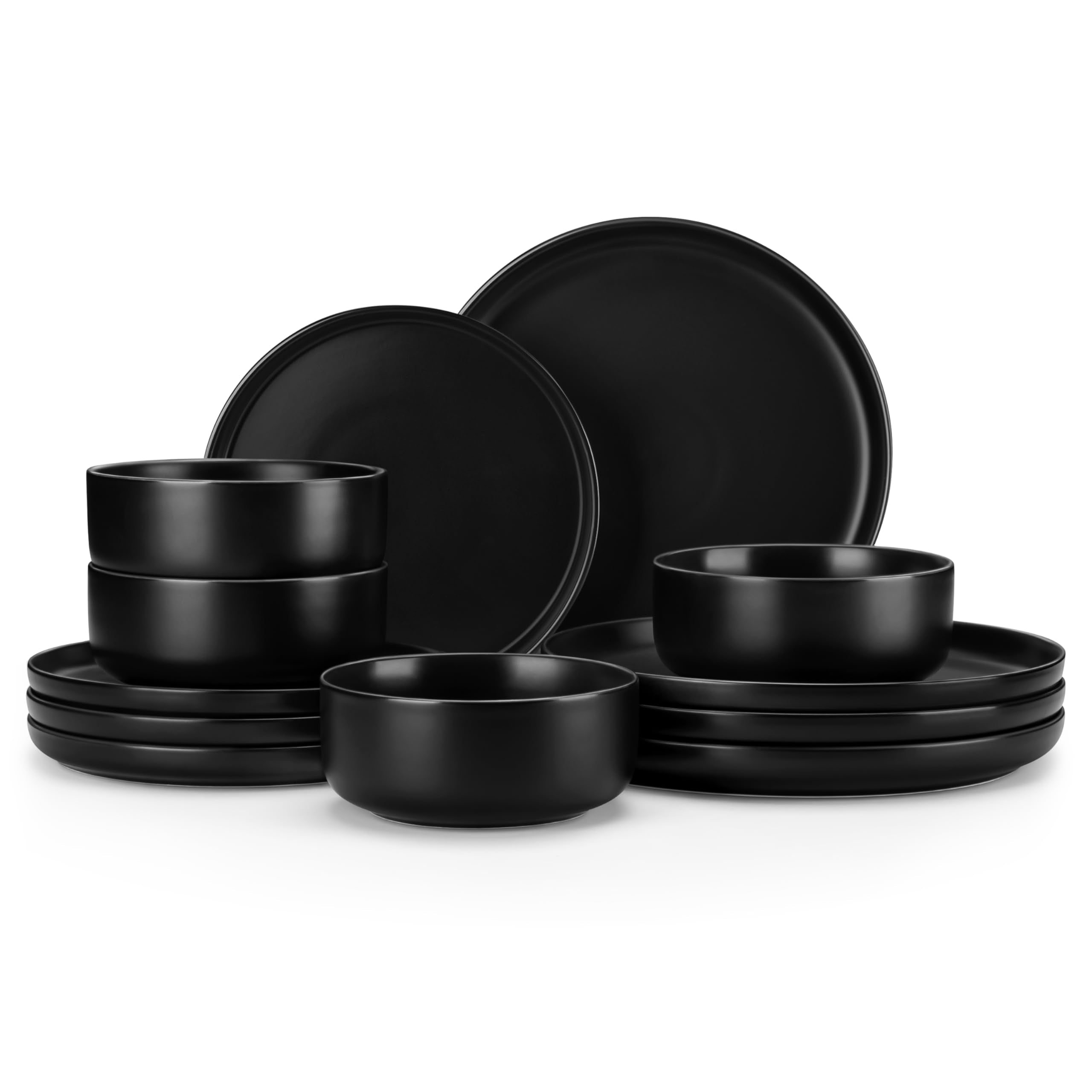 MALACASA Plates and Bowls Sets, 12 Pieces Porcelain Dinnerware Set for 4 Kitchen Dinner Ware Set Ceramic Dishware Dishes Microwa