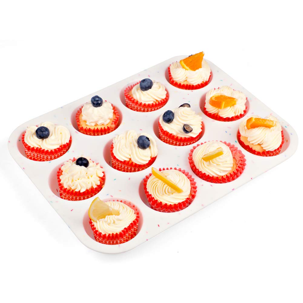 Shebaking Silicone Muffin Pan Regular 12 Cups Muffin Tin For Muffin And Cupcakes, Non-Stick Bakeware Durable Baking Mold Cupcake