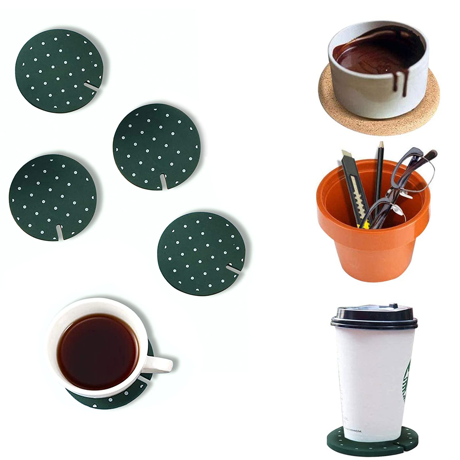 Cactus Coasters Set For Drinks Of 6 Pieces,Funny Coasters Cactus Gift With Flowerpot Holder For Home Office Bar Decor
