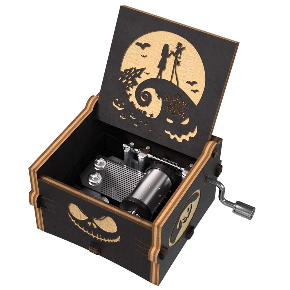 Ucuber The Nightmare Before Christmas Music Box - Engraved Mini Wood Music Box Gift, Melody This is Halloween, Home Decor for Ha