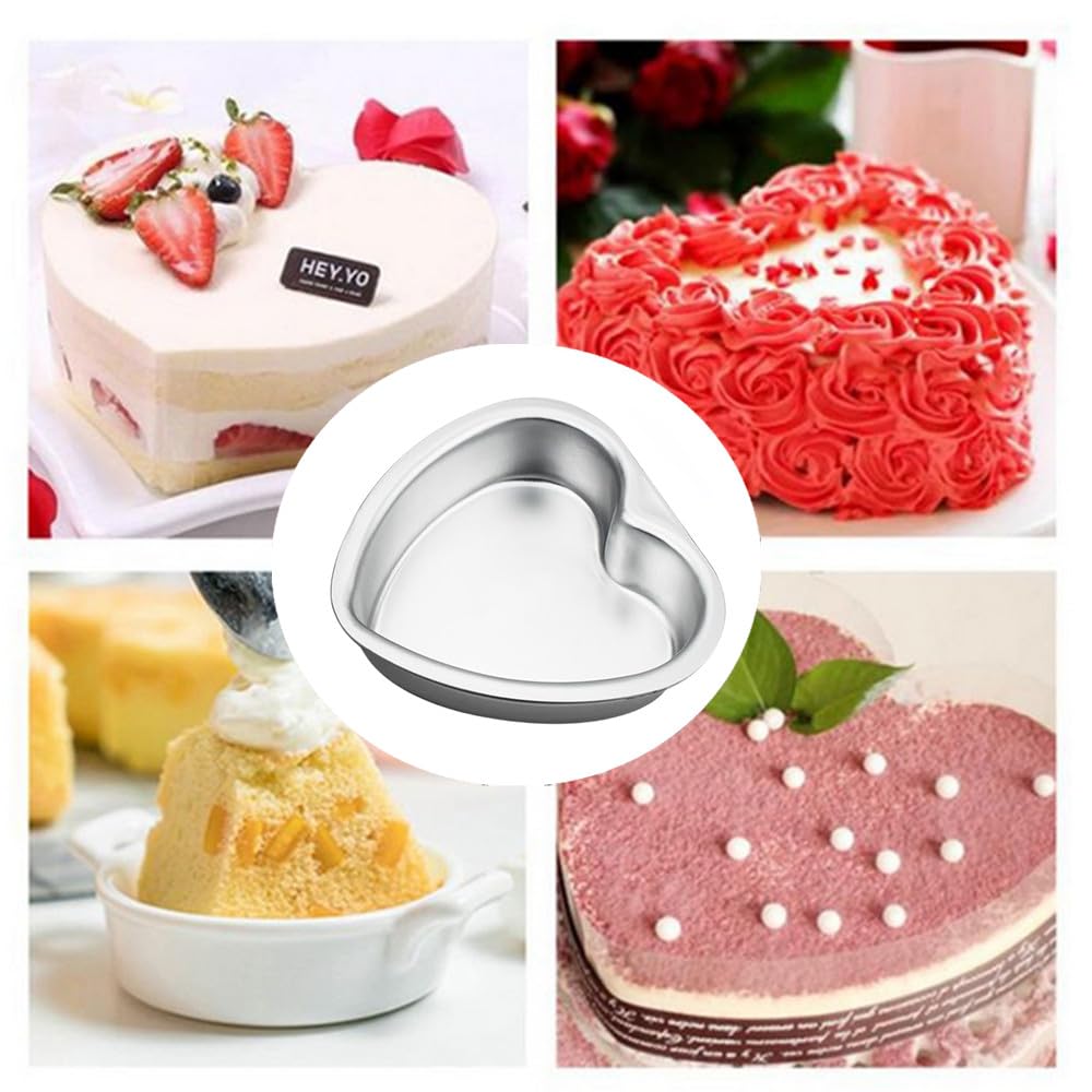 Xzjmy Heart Cake Pan,Aluminum Heart Cake Molds,8Inch Cake Pan,Kids Diy 3D Birthday Cake Pan,Nonstick Baking Tools (Heart)