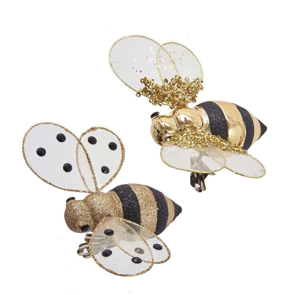 Gold Honey Bee Clip-On Ornaments, 2 Assorted