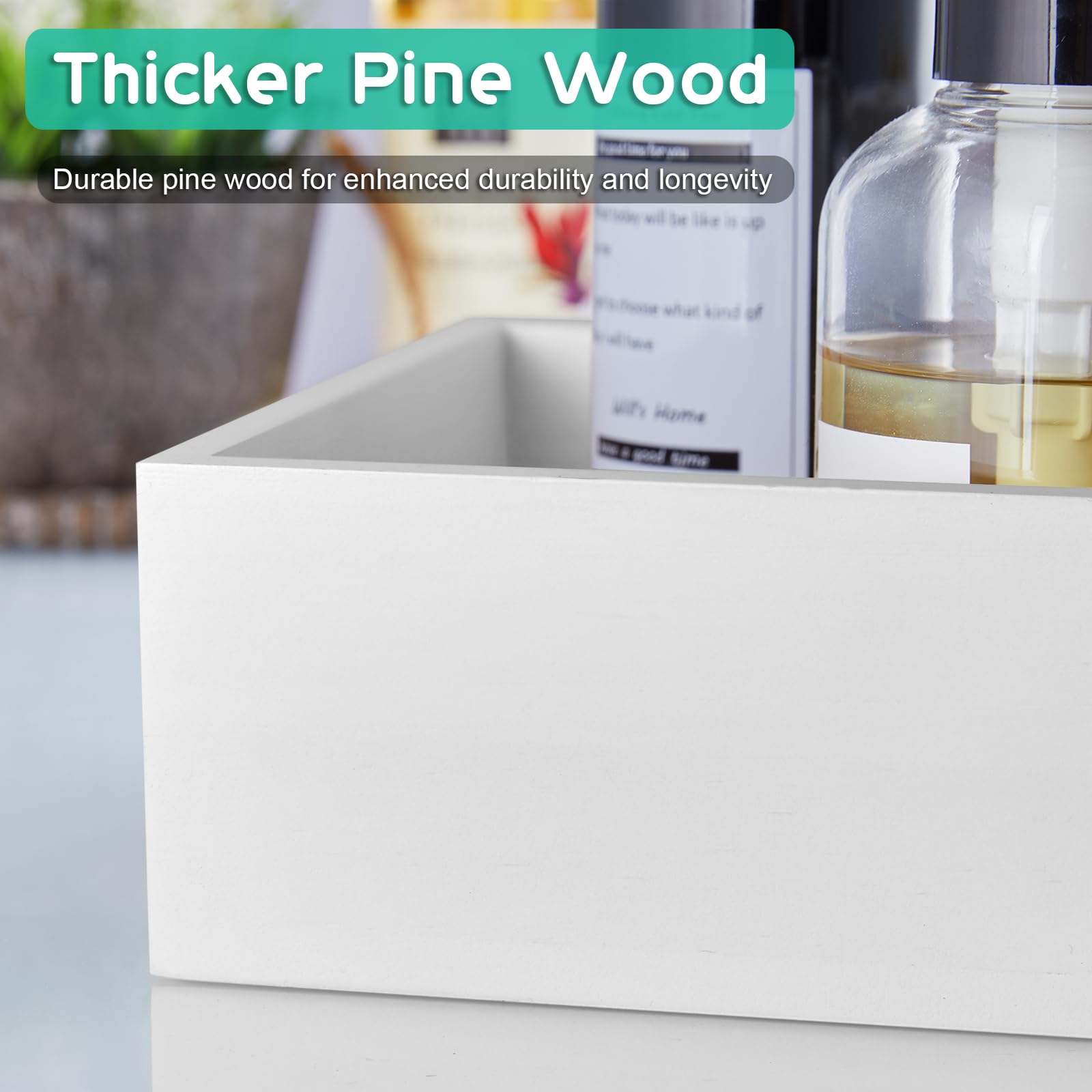 Alelion White Bathroom Basket - Wooden Toilet Tank Paper Basket With Handle For Organizing - Back Of Toilet Storage Organizer Fo