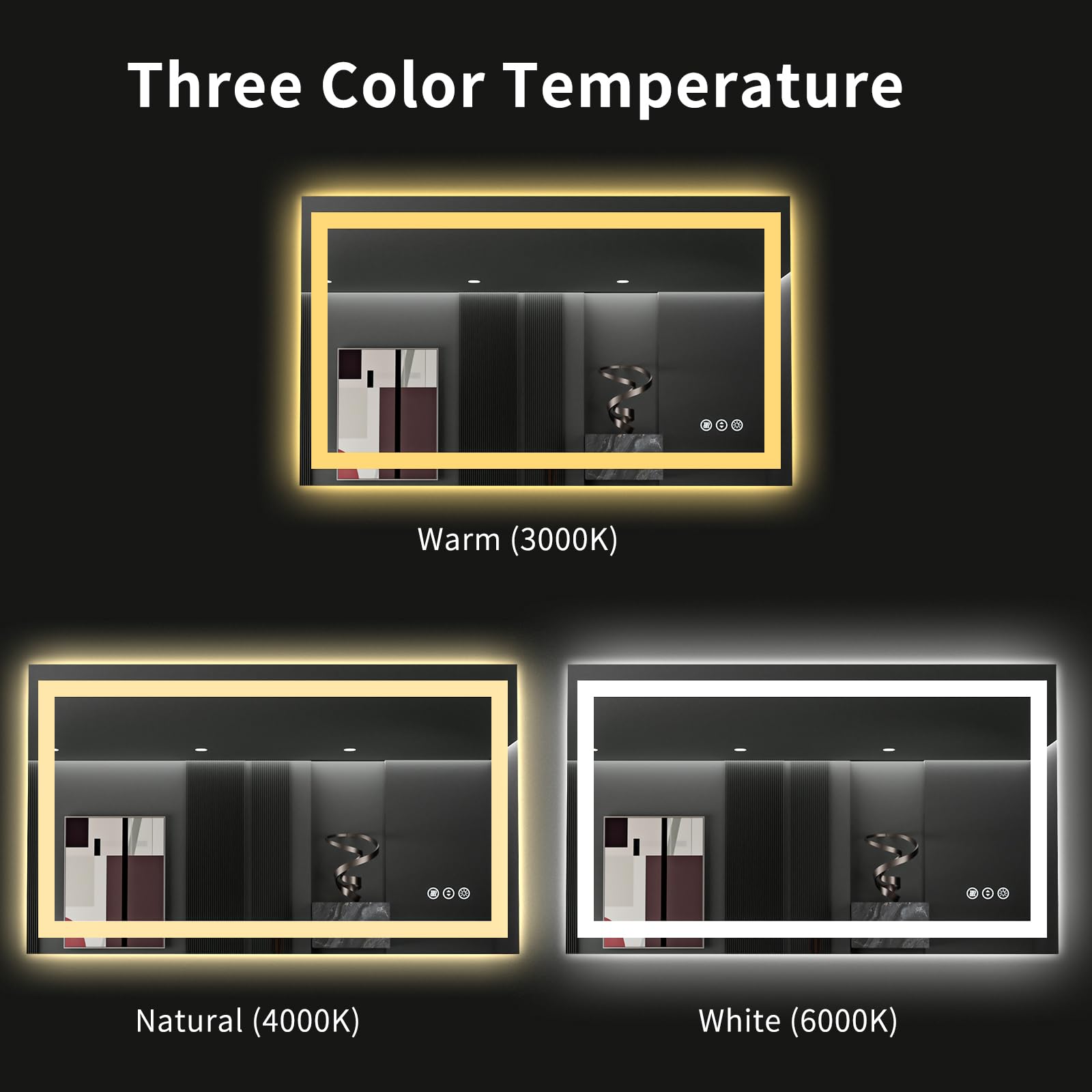 Loaao 48''X28'' Led Bathroom Mirror With Lights, Anti-Fog, Dimmable, Backlit + Front Lit, Lighted Bathroom Vanity Mirror For Wal
