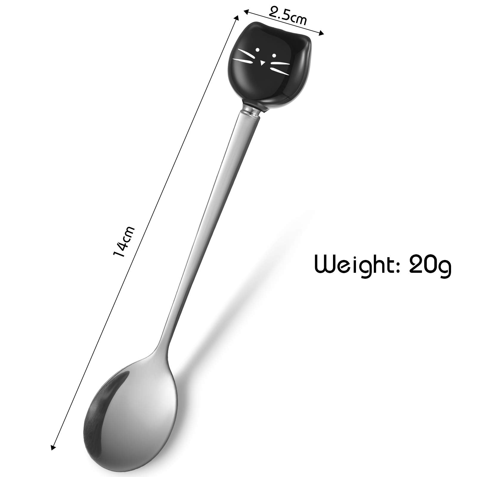 6 Pieces Cat Coffee Spoon Cute Stainless Steel Cat Head Spoon, Lovely Spoon, Ice Cream Dessert Spoon For Stirring Tea Coffee Sug