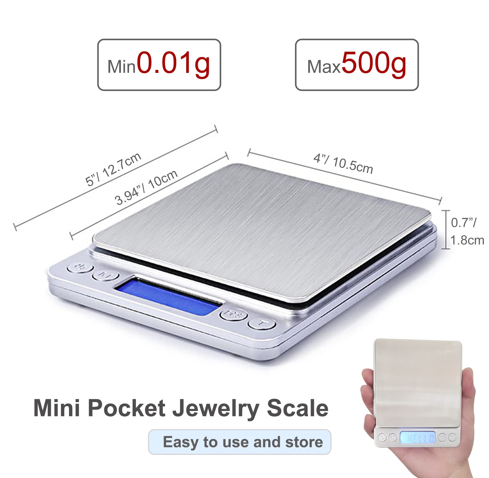 Joeaa Food Scale Digital Weight Grams And Ounces, 0.001Oz/0.01G 500G Kitchen Scale For Food With Backlight Lcd Display, Tare, 9