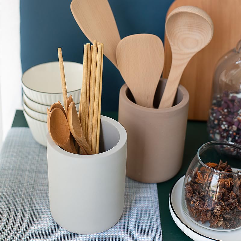 Selegna Instant Dry Utensil Holder For Kitchen Countertop, Diatomite Stone Utensil Caddy, Diatomaceous Earth Kitchen Utensil Org
