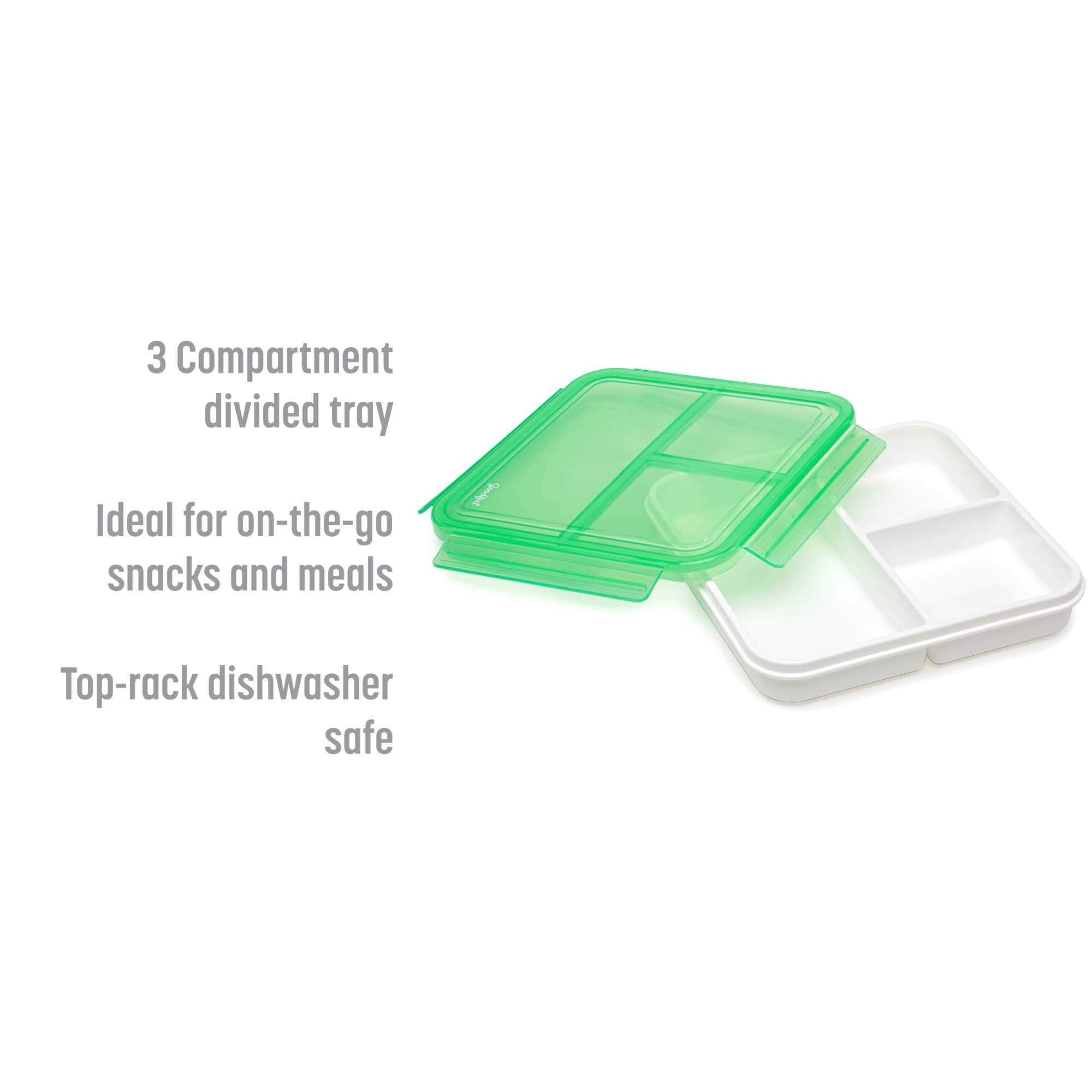 Goodful Reusable Lunch Container With 3 Compartments, Bpa-Free, Leak-Proof Lid, Easy To Open And Close, Microwave Safe, Dishwash