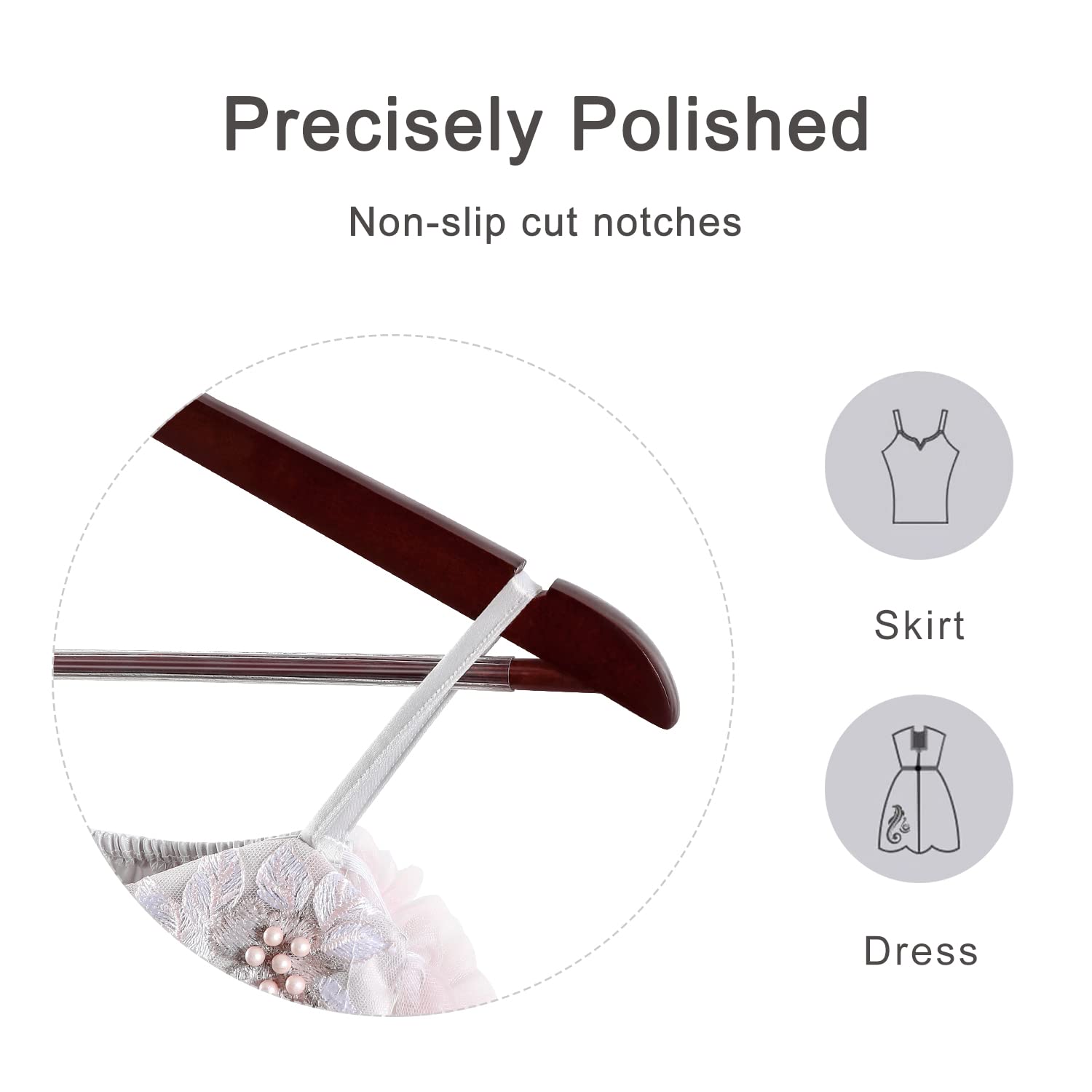 Topia Hanger Wooden Coat Hangers 30 Pack, Cherry Wood Suit Hangers With Non Slip Pants Bar, 360 Swivel Hook And Shoulder Notches