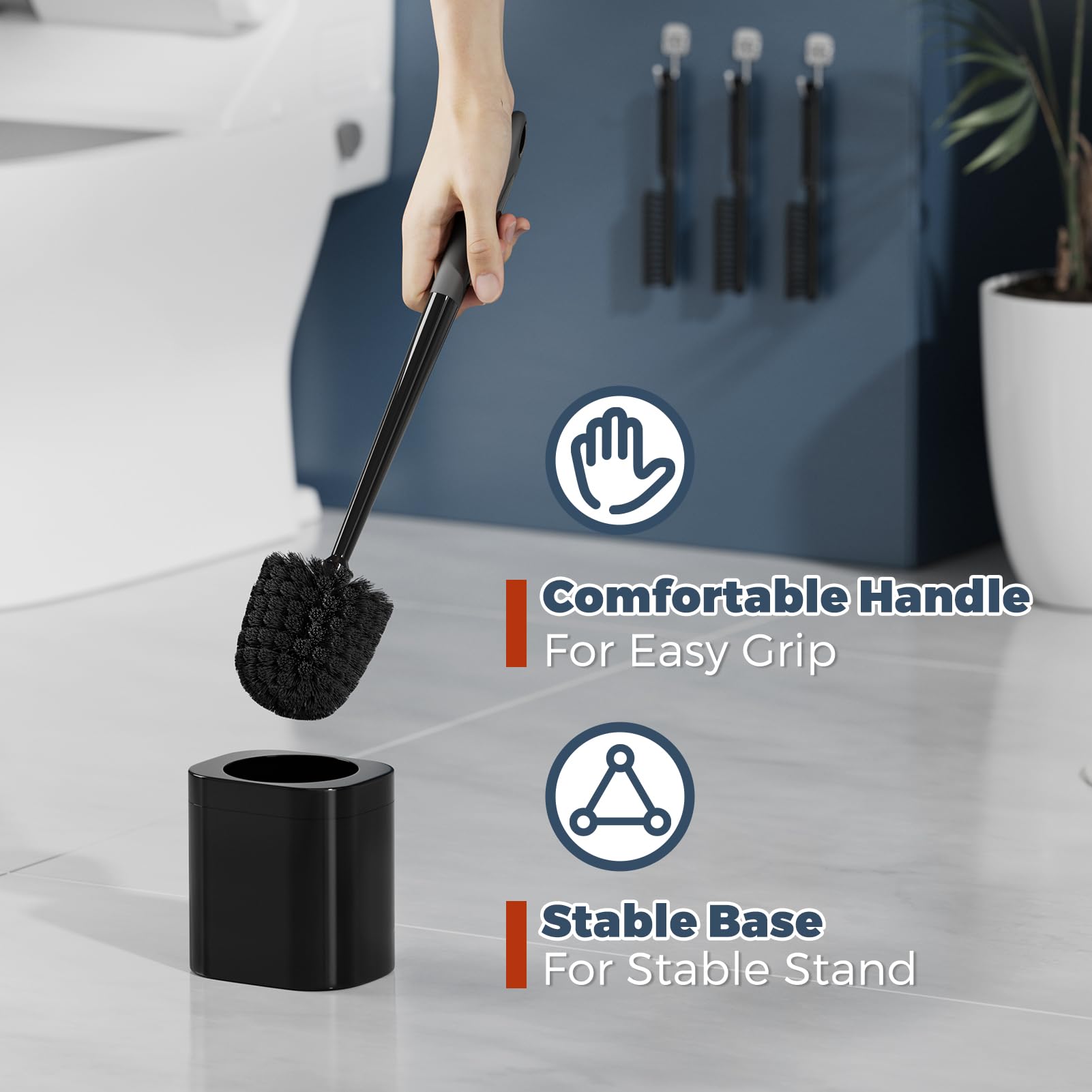 Toilet Brush, 3 Pack Toilet Brush And Holder Set Bathroom Accessories, Toilet Bowl Brush And Holder With 3 Crevice Brush For Bat