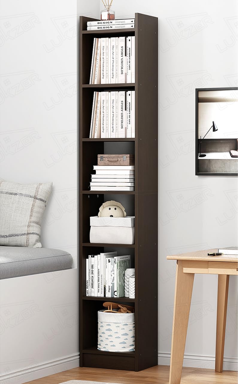 Lukzer 6 Layer Engineered Wood Bookshelf Multipurpose Home Decor Storage Rack | Mr005/Wenge | Showcase Organizer For Living Roo