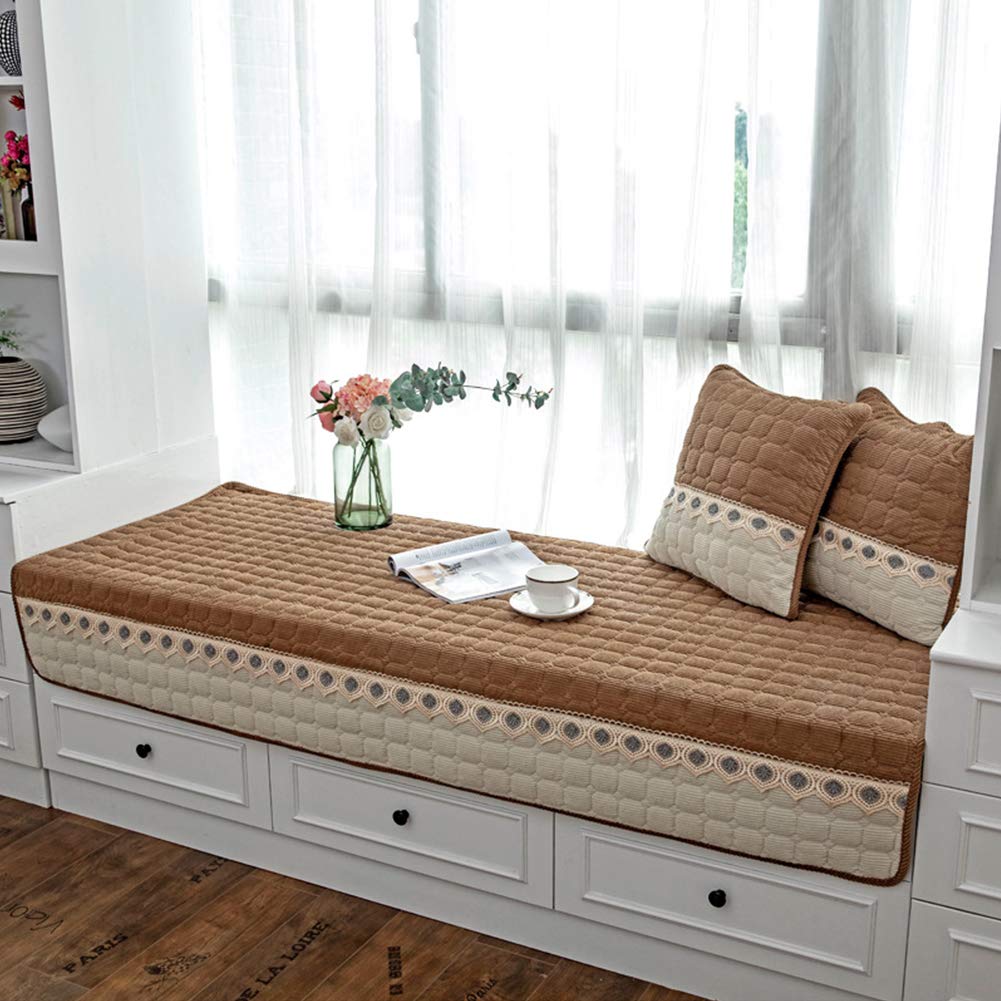 JeogYong Bay Window Cushion Seat Indoor, Farmhouse Window Seat Cushions Indoor for Bedroom, Non Slip Pads Sill Bench Cushions, 2