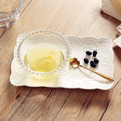 Sizikato Transparent Glass Dessert Bowl Fruit Salad Bowl With Beaded Edges.