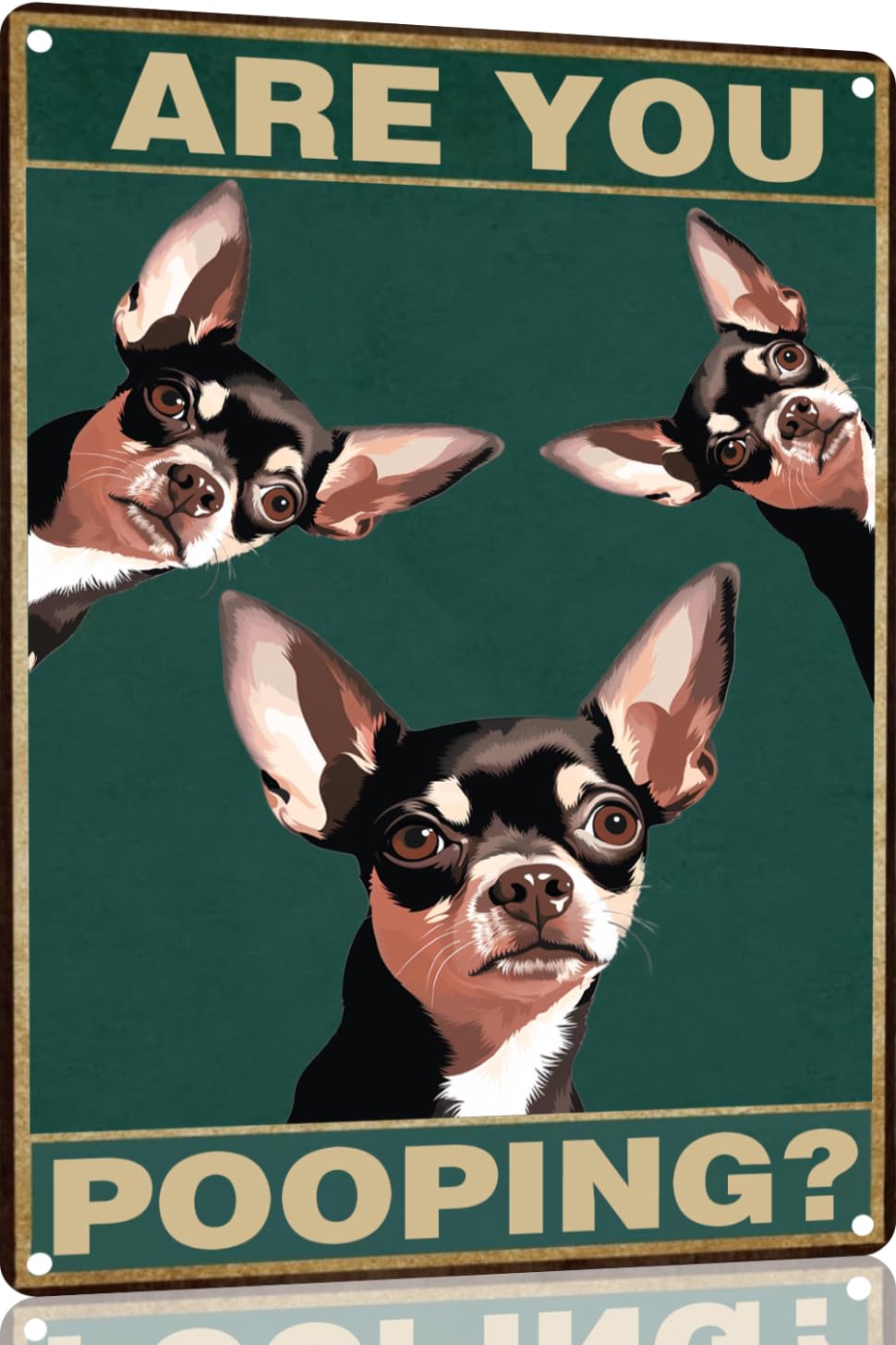 Toppacific Chihuahua 12X16 Inch Are You Pooping Sign Bathroom Decor- Dog Metal Poster Dog Lover Gift Art Funny Dogs Wall Art Dec